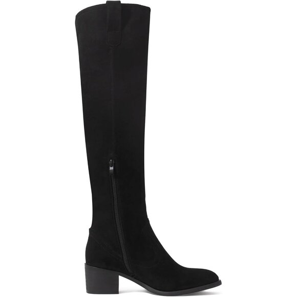 🆕Women's Black Faux Suede Over The Knee Thigh High Chunky Heel Pointed Toe Boot - Picture 11 of 11